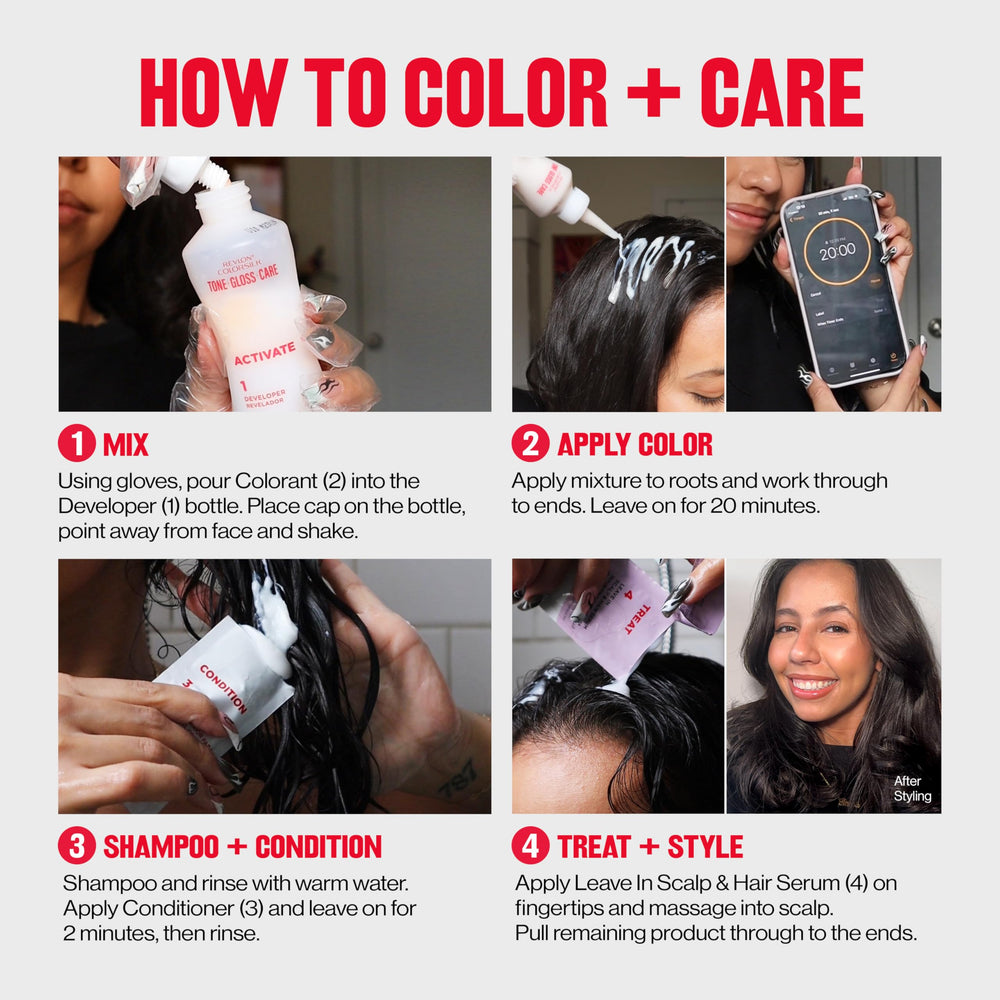 REVLON ColorSilk Tone + Gloss + Care gray coverage up to 60 percent blends naturally.