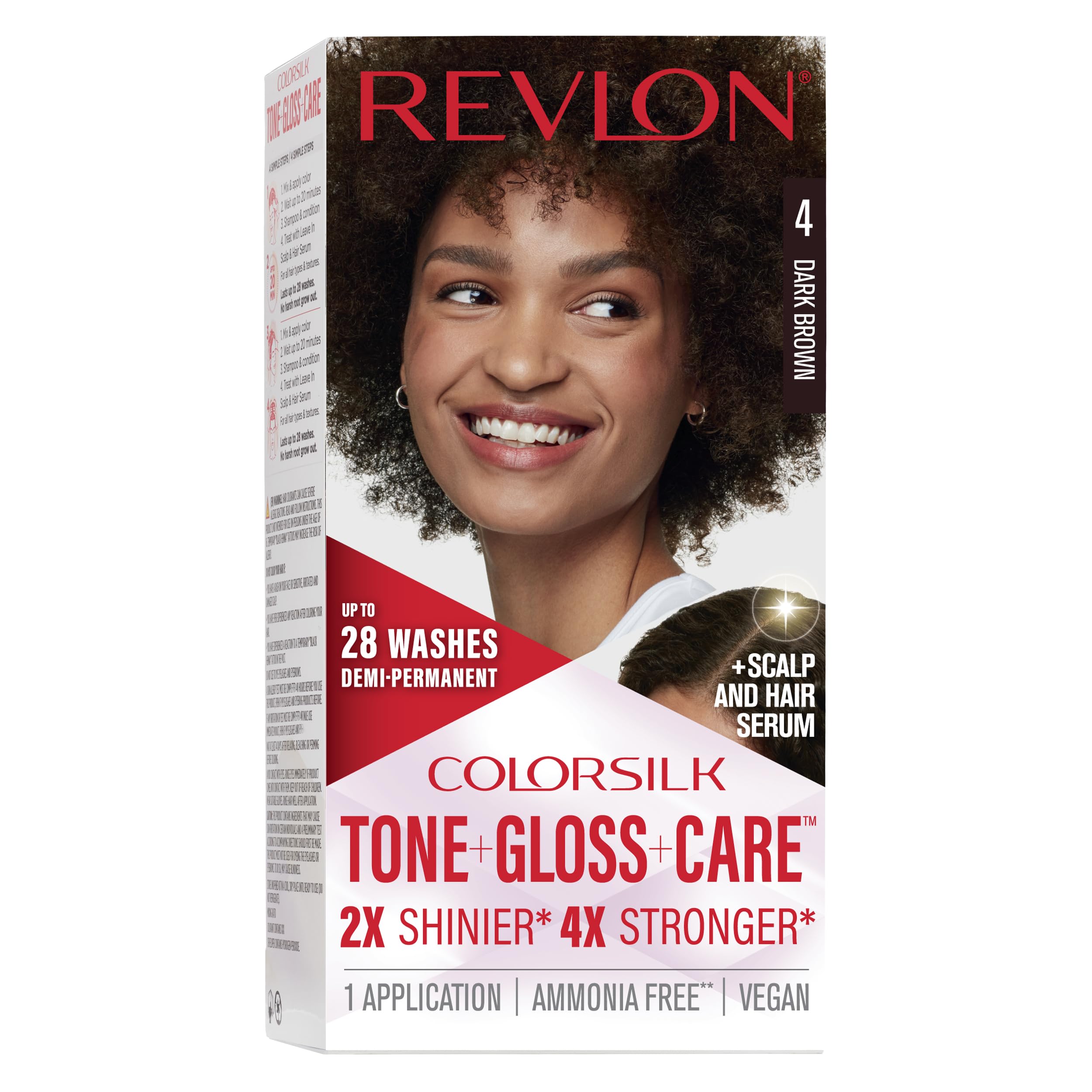 Revlon ColorSilk Tone + Gloss + Care main bottle for glossy, multi-dimensional color.