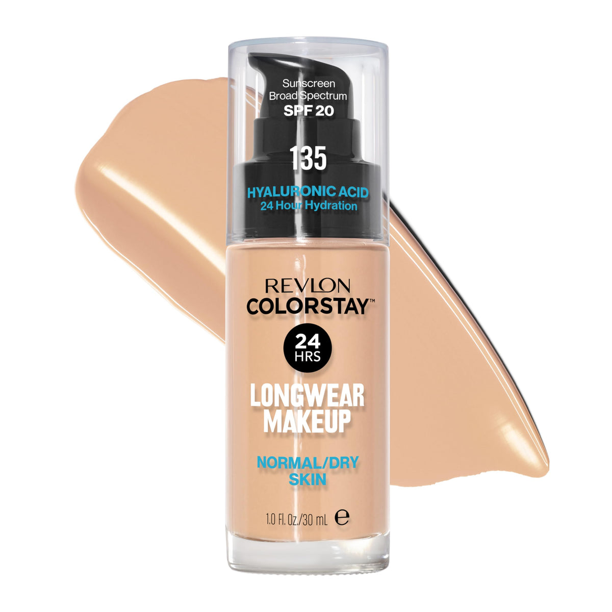 Revlon ColorStay base para piel normal/seca 135 Vanilla, acabado natural y duradero.