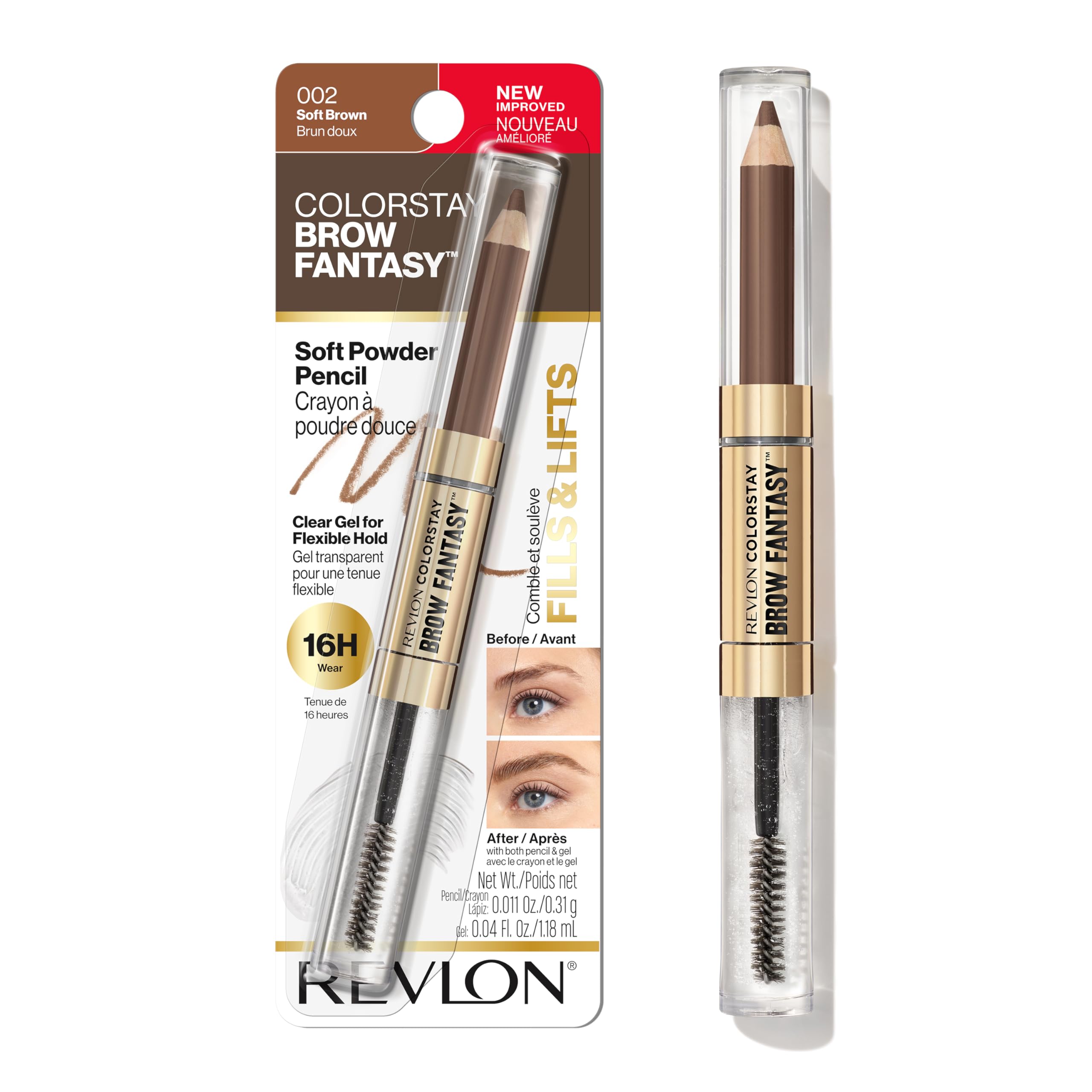 REVLON ColorStay Brow Fantasy lapiz-polvo para cejas, rellena huecos y define de forma natural.