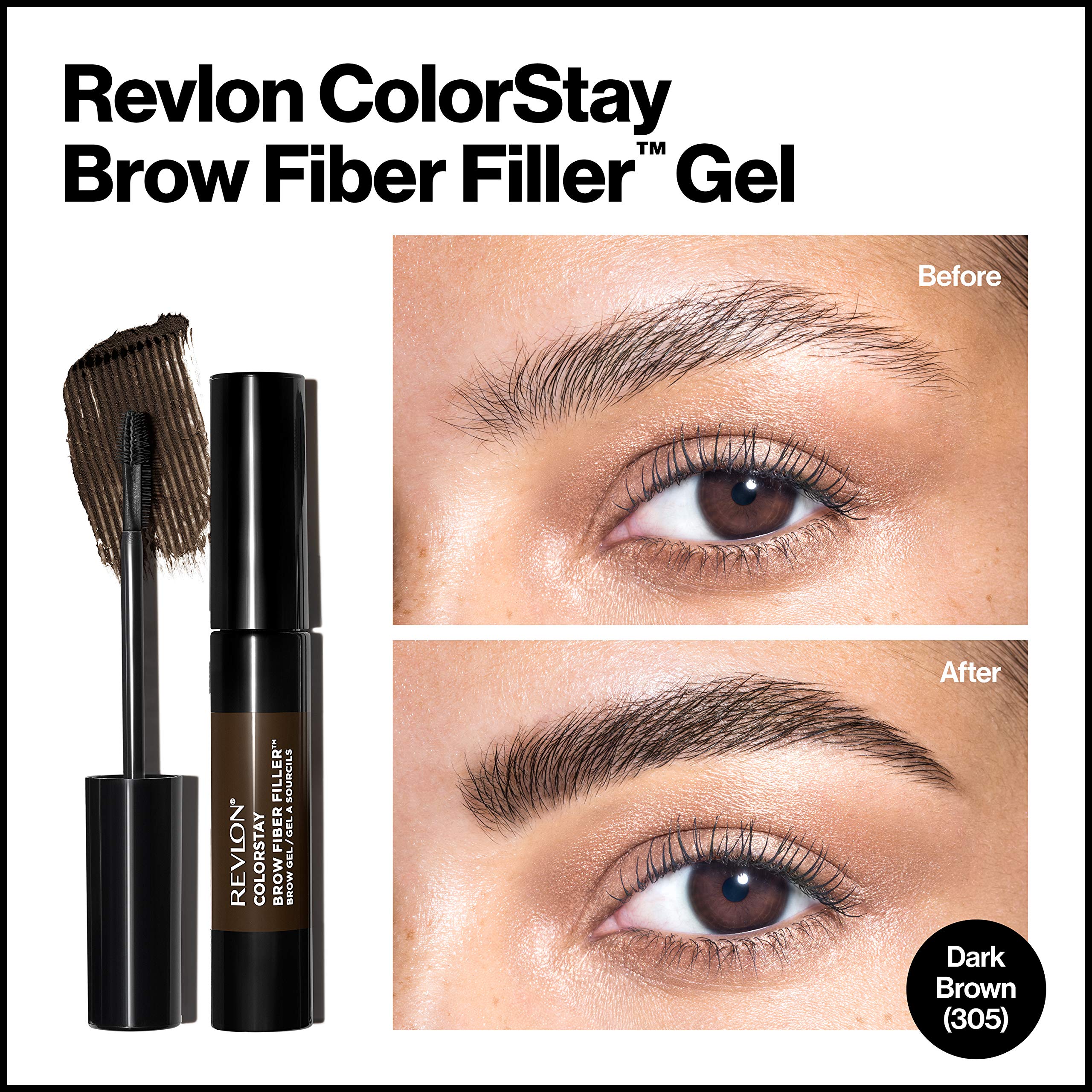 REVLON ColorStay Brow Fiber Filler ofrece volumen natural al peinar las cejas.