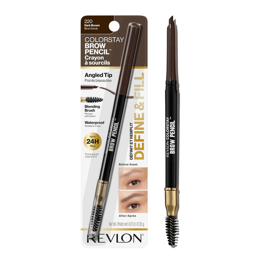 Built in spoolie blends color for a soft, natural look with REVLON ColorStay.