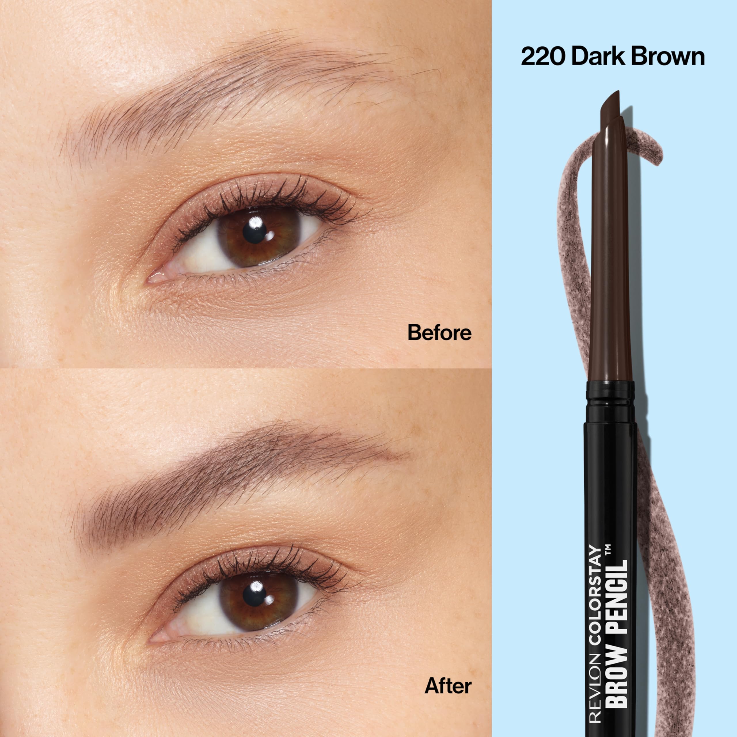 Waterproof formula stays put without smudging all day on the brows.
