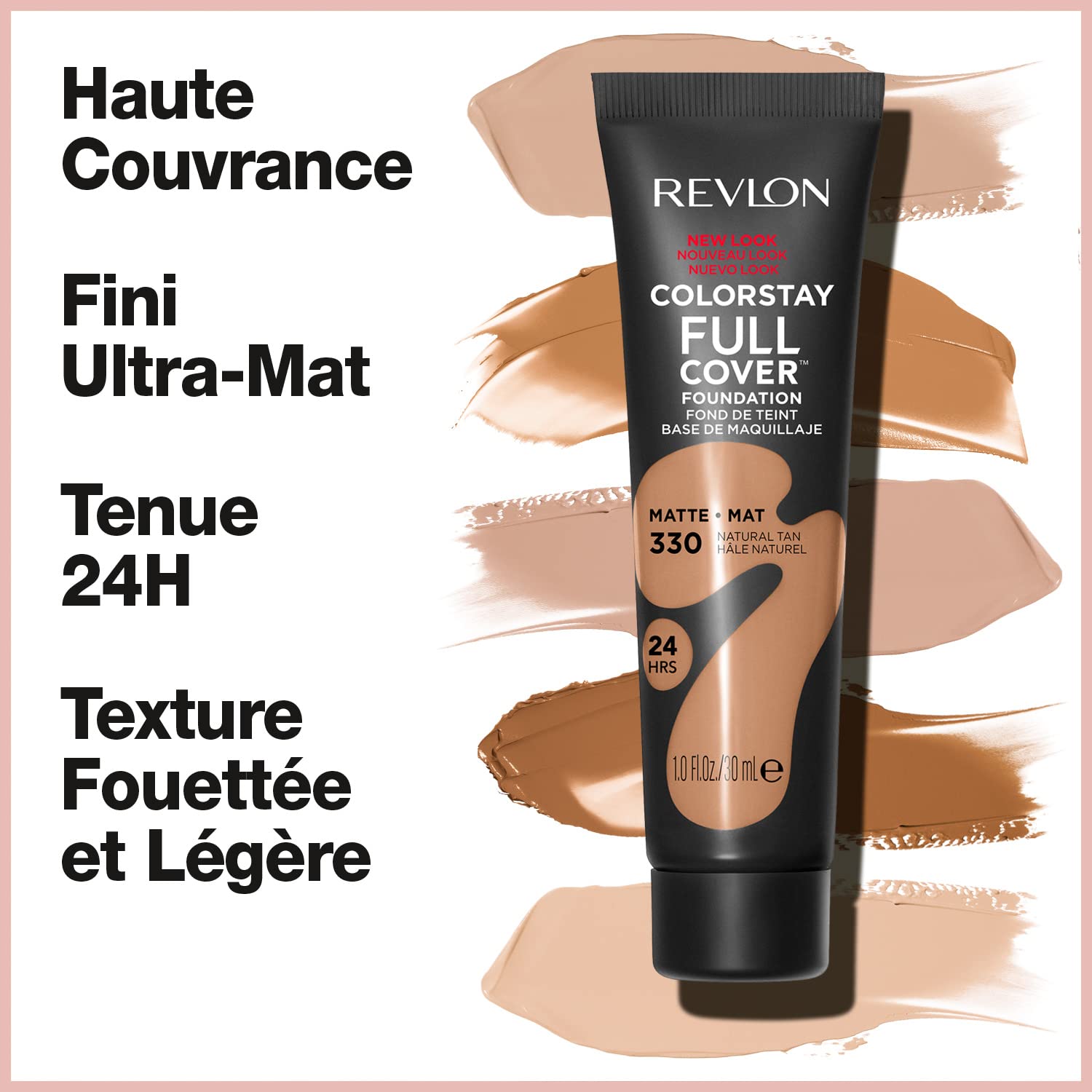 Revlon ColorStay full-coverage foundation tube demonstrates smooth application and transfer-proof wear.
