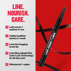 REVLON ColorStay Lash Serum + Liner on eye demonstrates waterproof, smudge-resistant hold