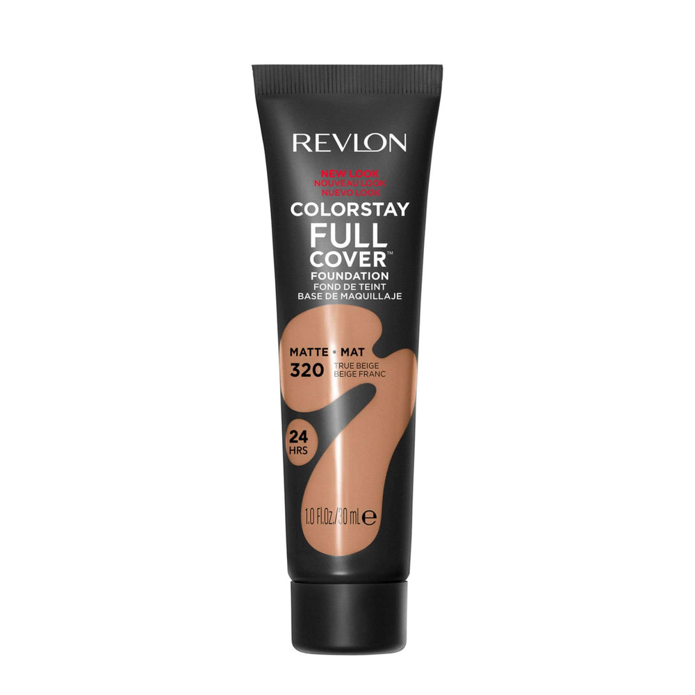 Revlon ColorStay liquid foundation bottle offers full coverage with a matte, long-lasting finish.