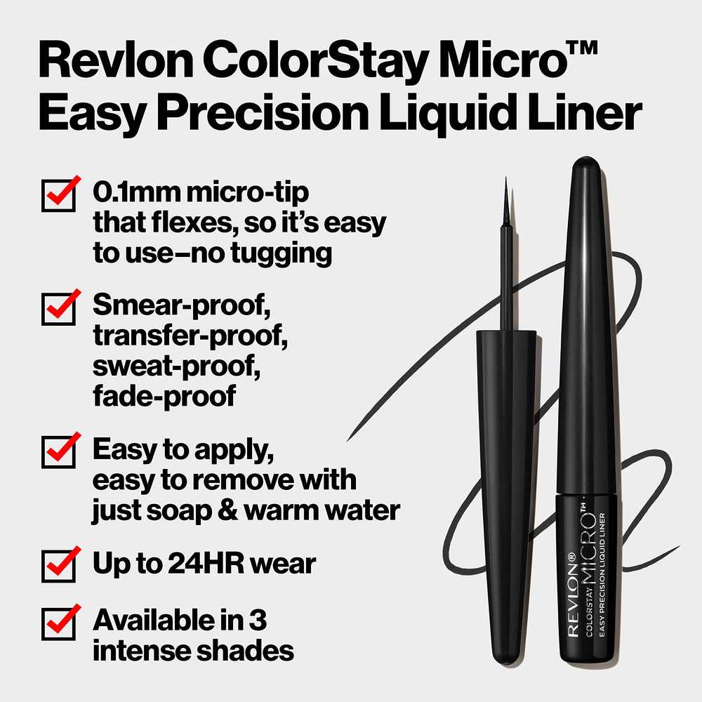Close-up of Revlon ColorStay Micro Easy Precision Liquid Liner 0.1mm tip for accuracy.
