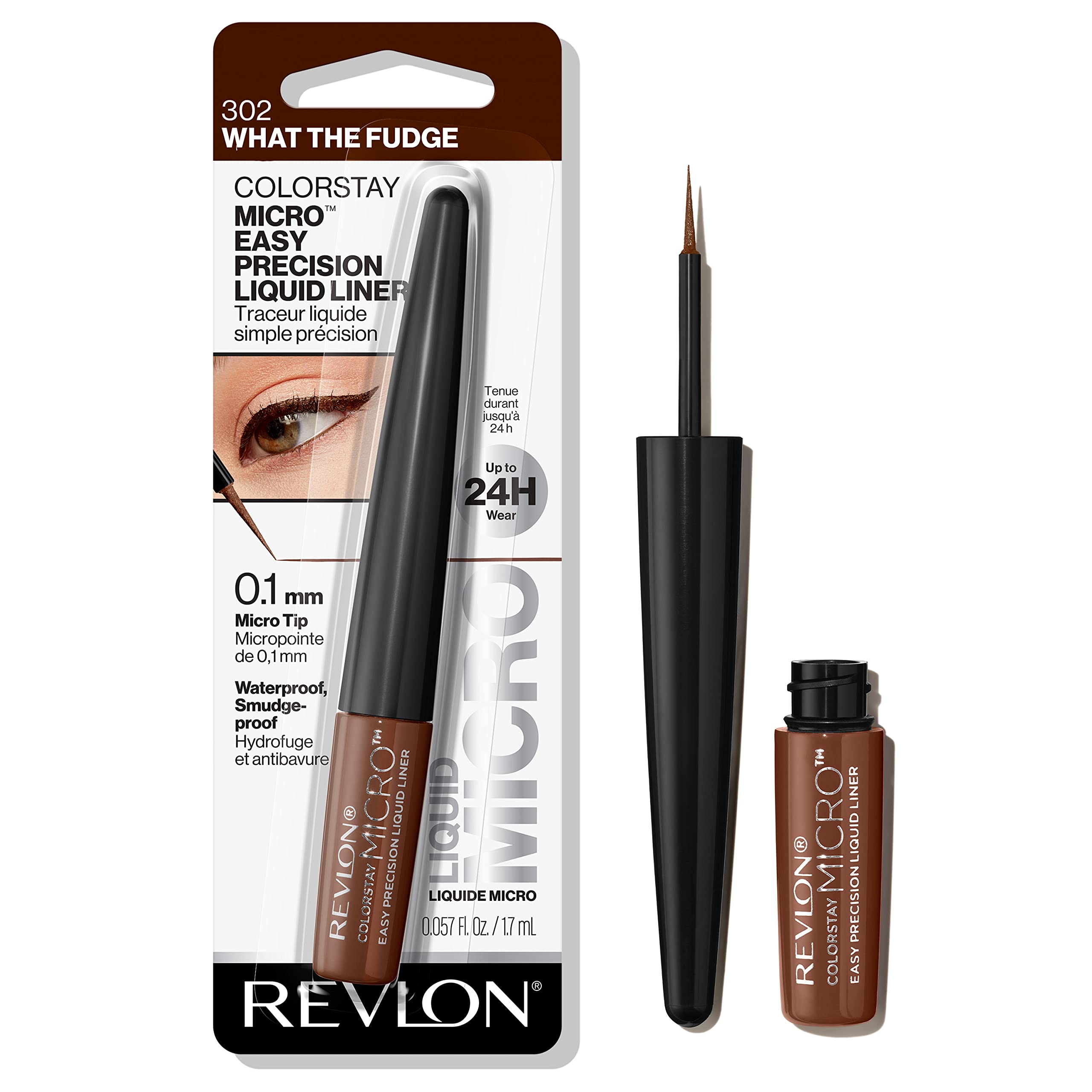 REVLON ColorStay Micro Easy Precision Liquid Eyeliner 0.1mm tip close-up for precise definition.