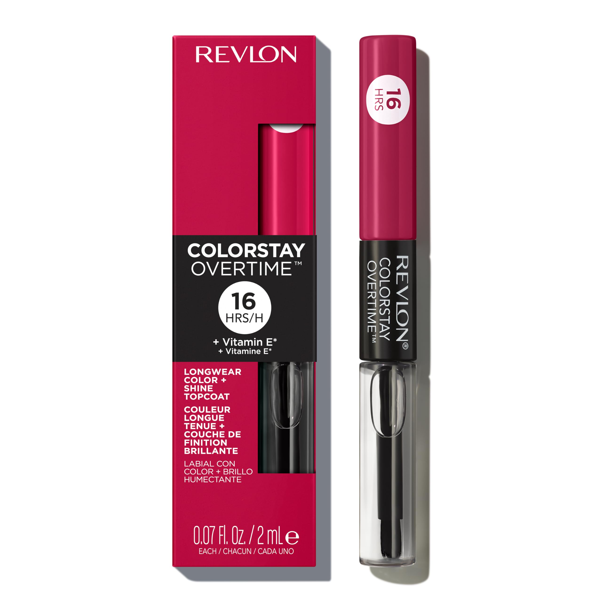 REVLON ColorStay Overtime labial 010 Non-Stop Cherry, color duradero.
