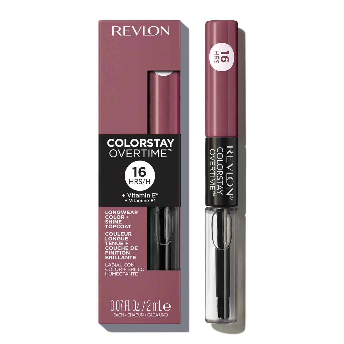 Labial líquido REVLON ColorStay OverTime Everlasting Rum, color duradero.