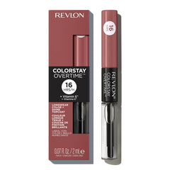 Revlon ColorStay Overtime Lipcolor liquid lipstick swatch with bold color.