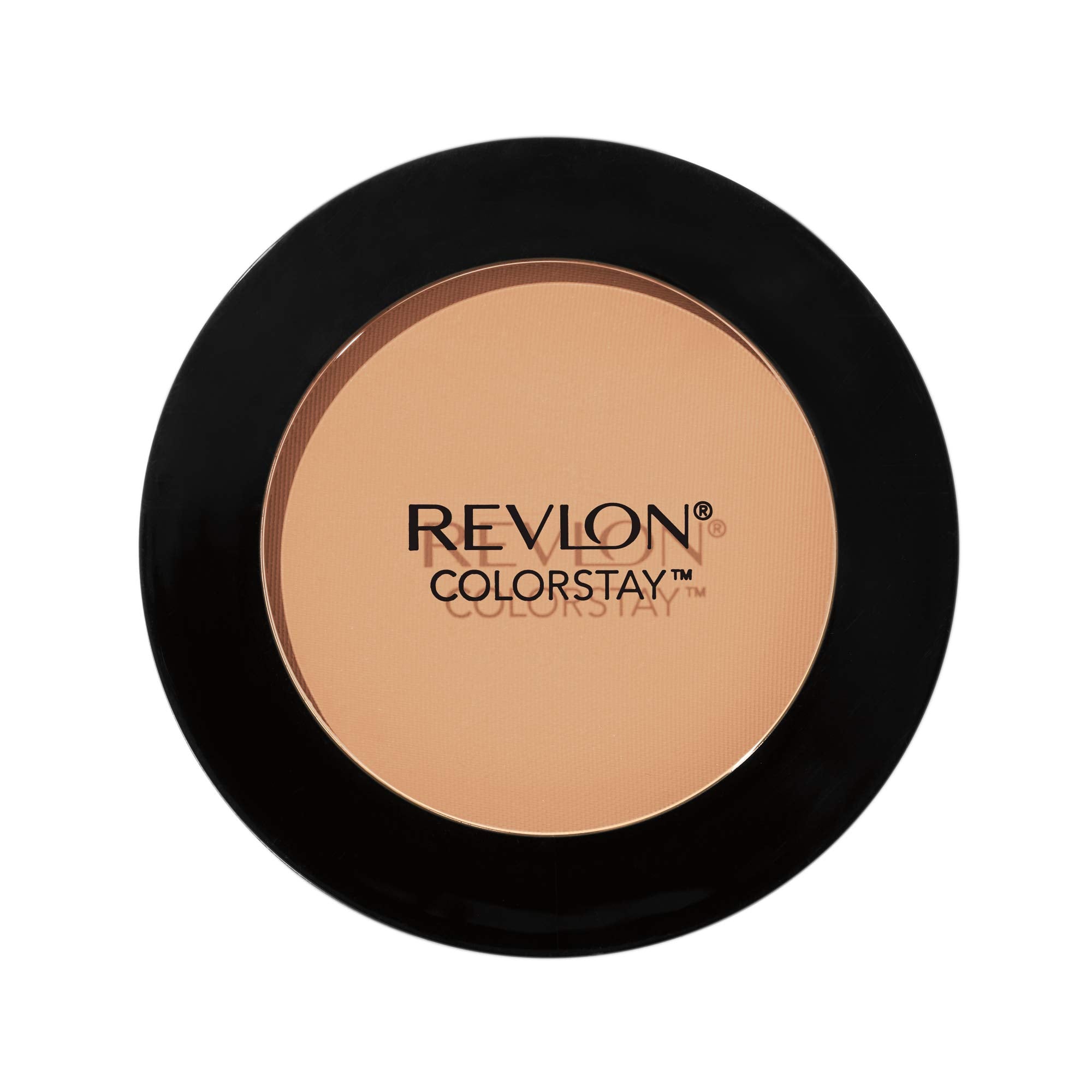 Revlon ColorStay pressed powder compact closeup showing matte finish and coverage.