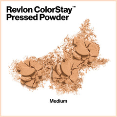 Revlon ColorStay pressed powder compact puff application for even tone.