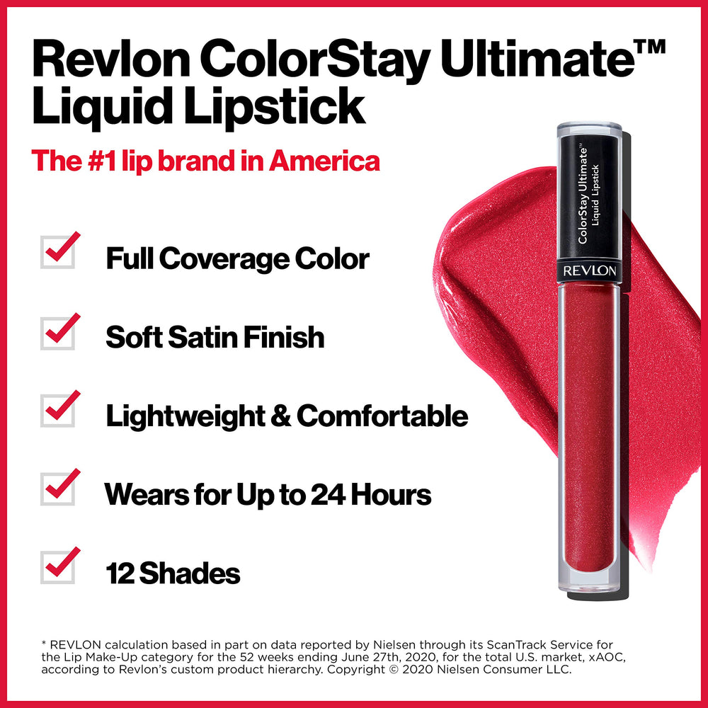 REVLON ColorStay Labial Líquido, color de larga duración resistente a comida y bebida.