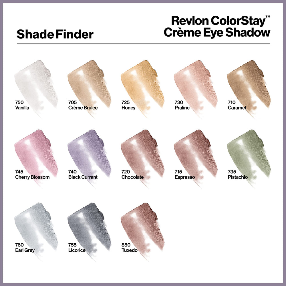 Revlon creme eyeshadow collection swatches show range of tones