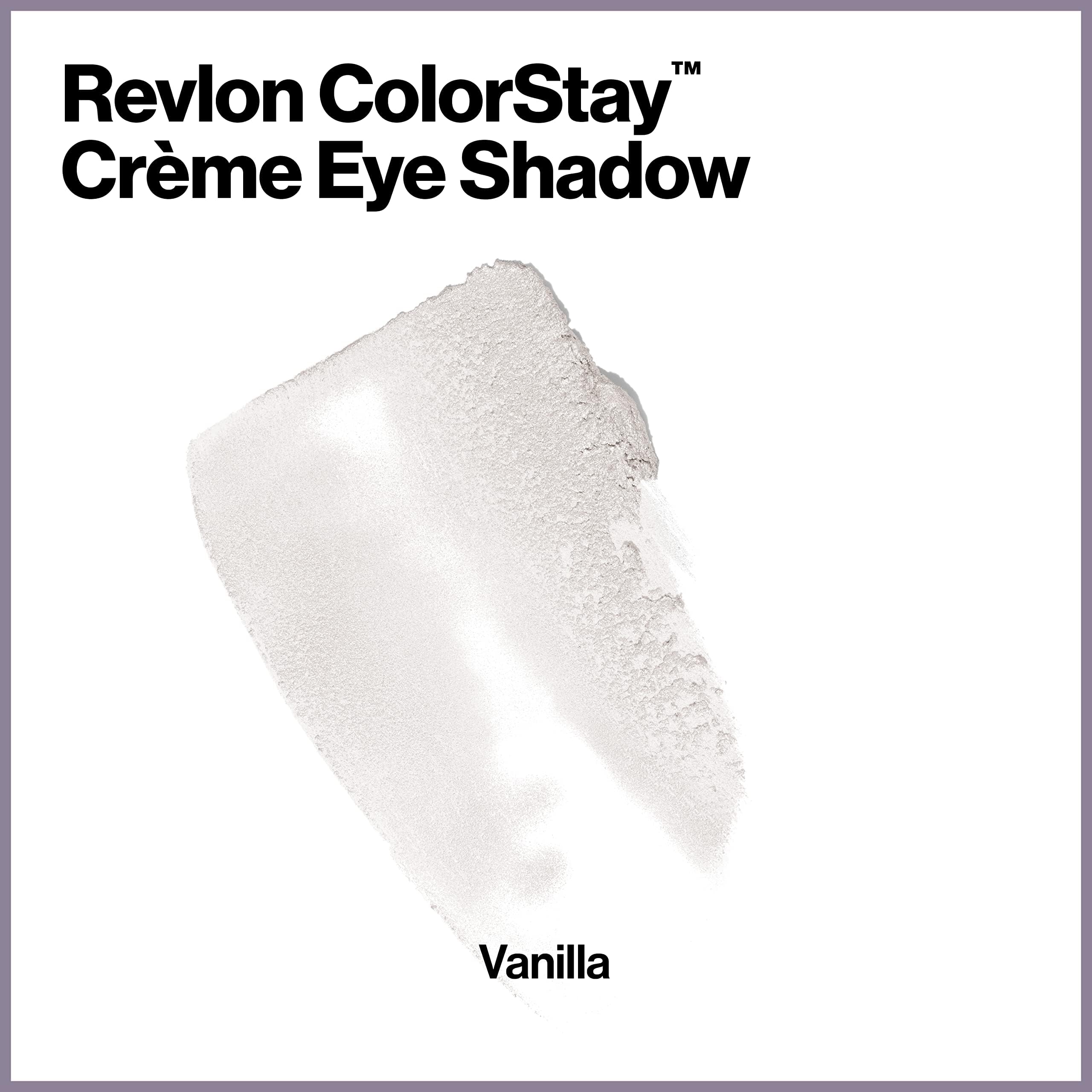 Revlon Creme Eyeshadow Vanilla close-up on lid for crease-free blend.