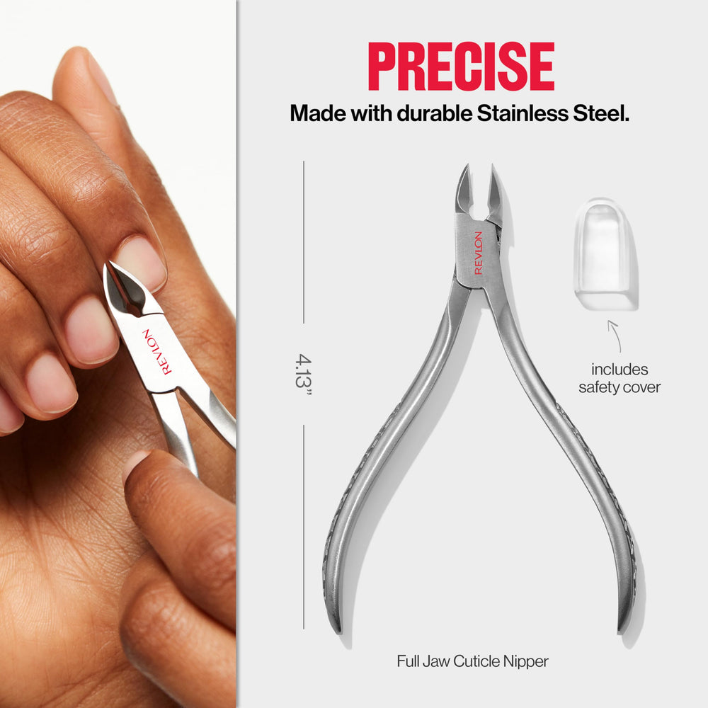REVLON Cuticle Nipper stainless steel body ensures lasting durability.