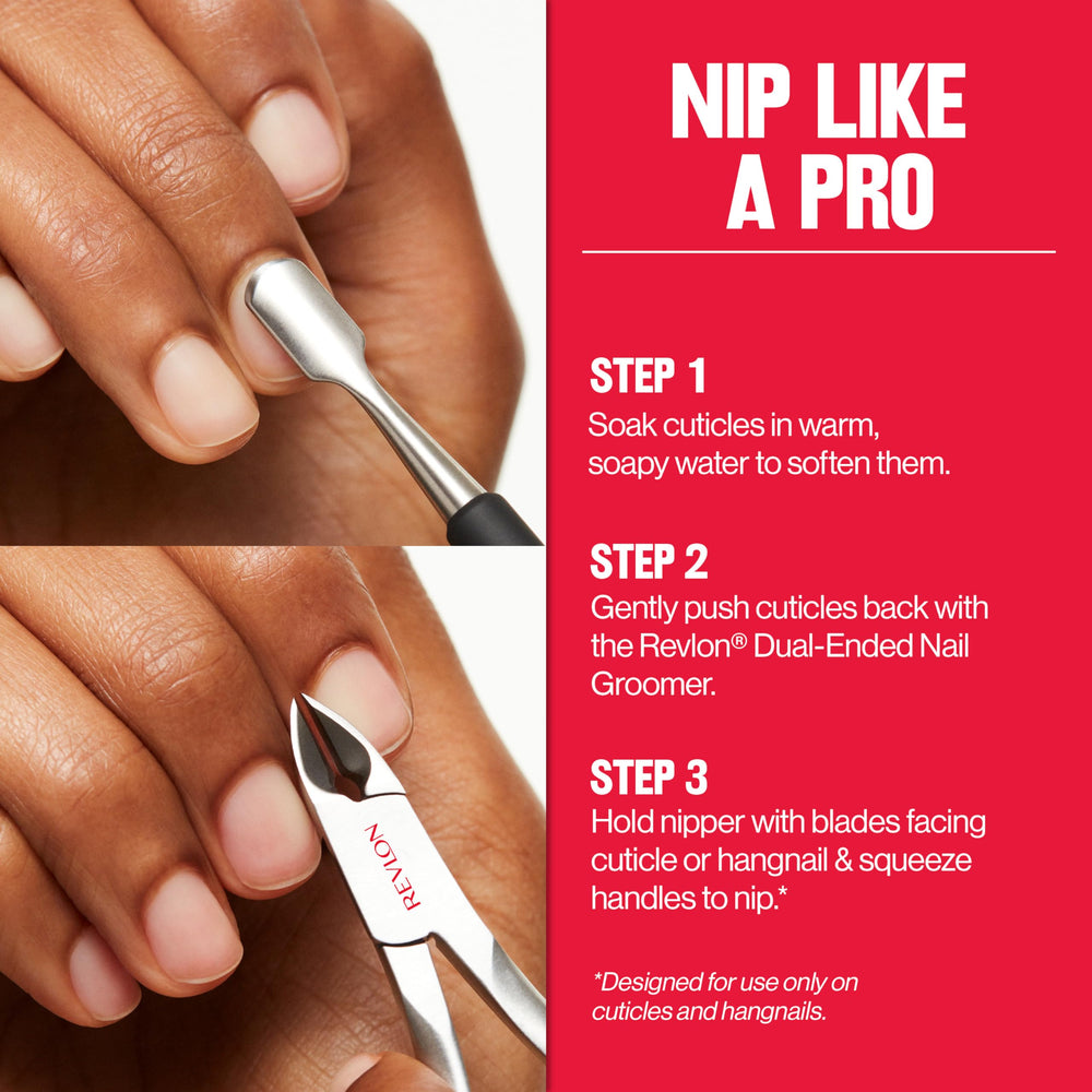 REVLON Cuticle Nipper wide jaw covers more area for faster trimming.