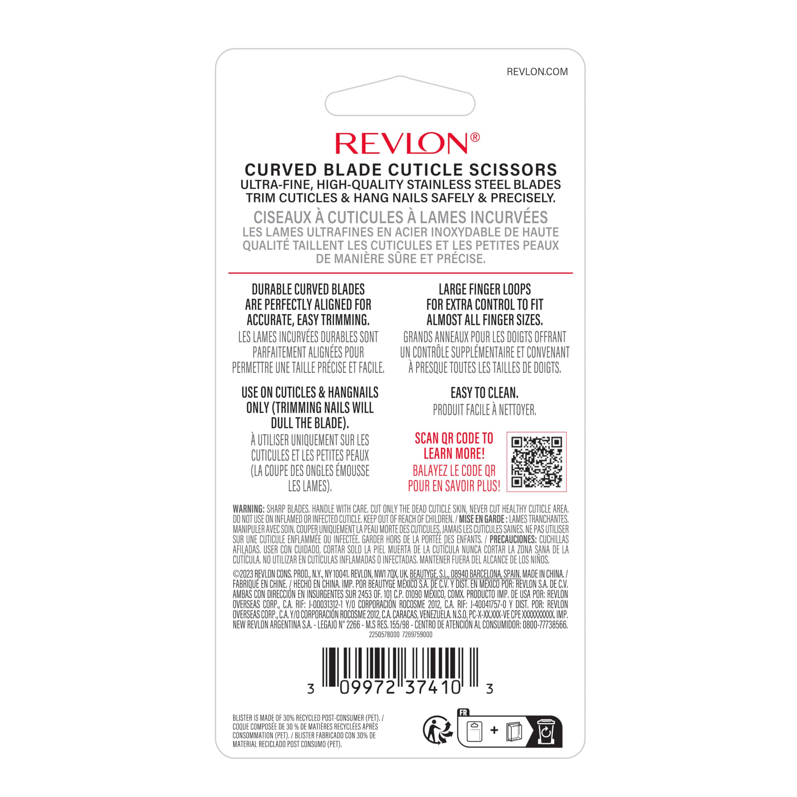 Revlon cuticle scissors sleek design for refined nail care.