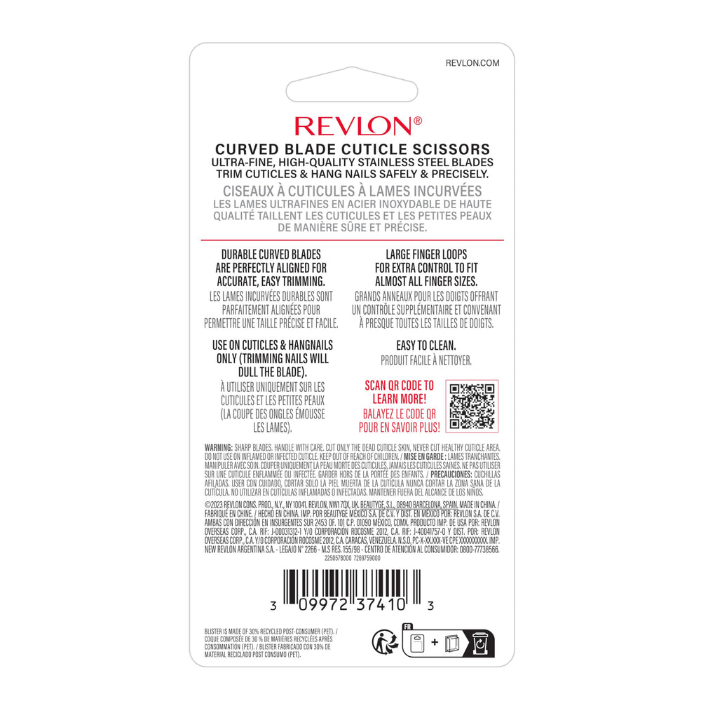 Revlon cuticle scissors sleek design for refined nail care.