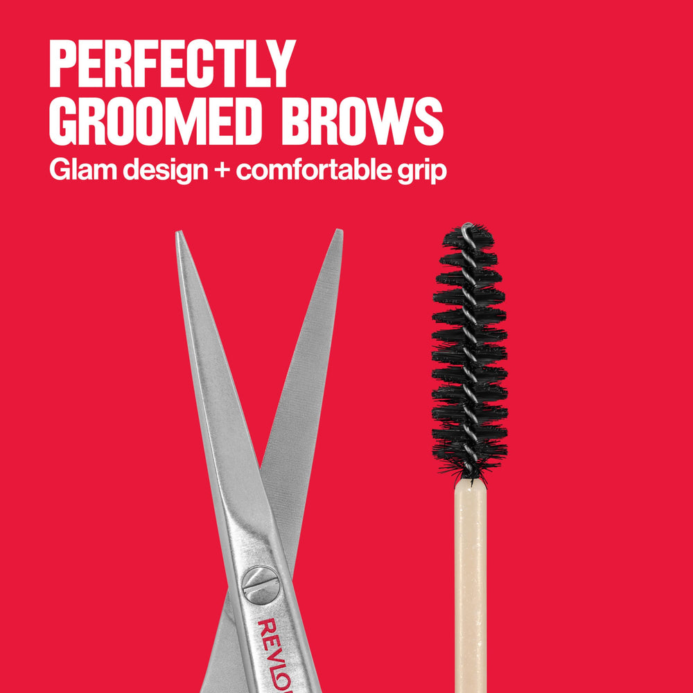 REVLON Designer Series Brow Set tools laid out for easy grooming