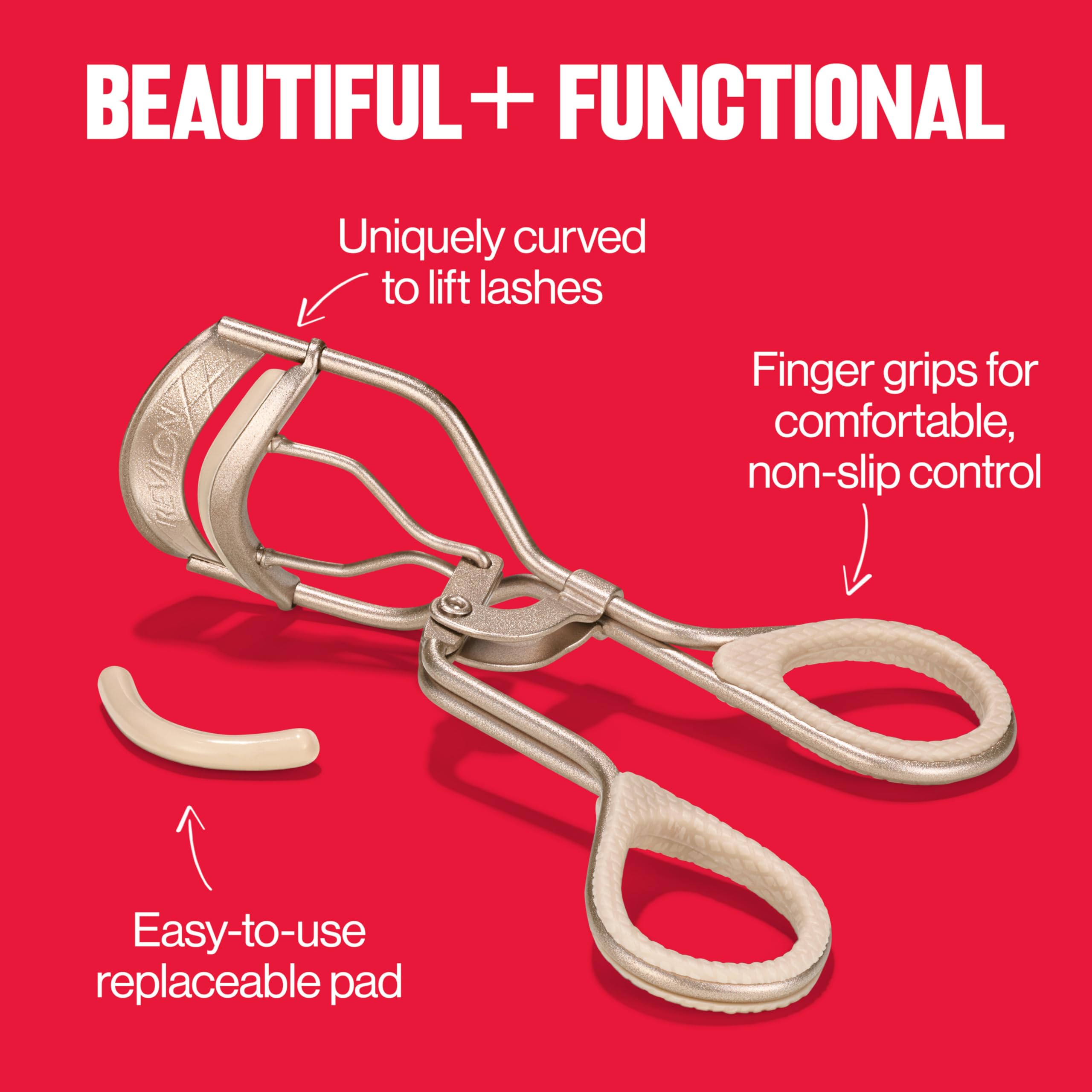 REVLON Designer Series Lash Curler center-curved lift targets mid-lash for balance