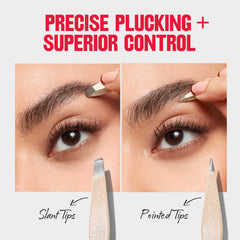 Point-tip close-up from Revlon mini tweezer for fine hair targeting