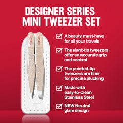 Slant-tip close-up from Revlon Designer Series mini tweezer for precise plucking