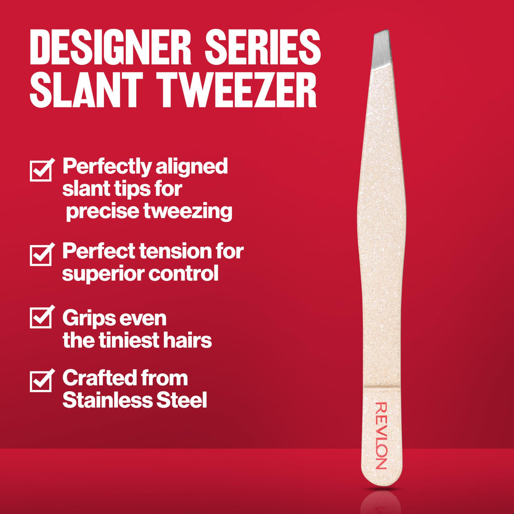 REVLON Designer Series Slant Tweezer stainless steel finish is durable and easy to clean.
