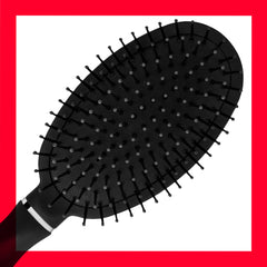 REVLON Detangle & Smooth Black Cushion Brush bristles soften tangles without pulling.