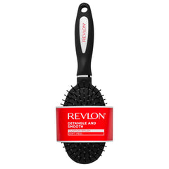 REVLON Detangle & Smooth Black Cushion Brush front view for effortless detangling.