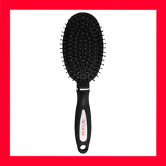 REVLON Detangle & Smooth Black Cushion Brush usable on wet or dry hair for versatility.