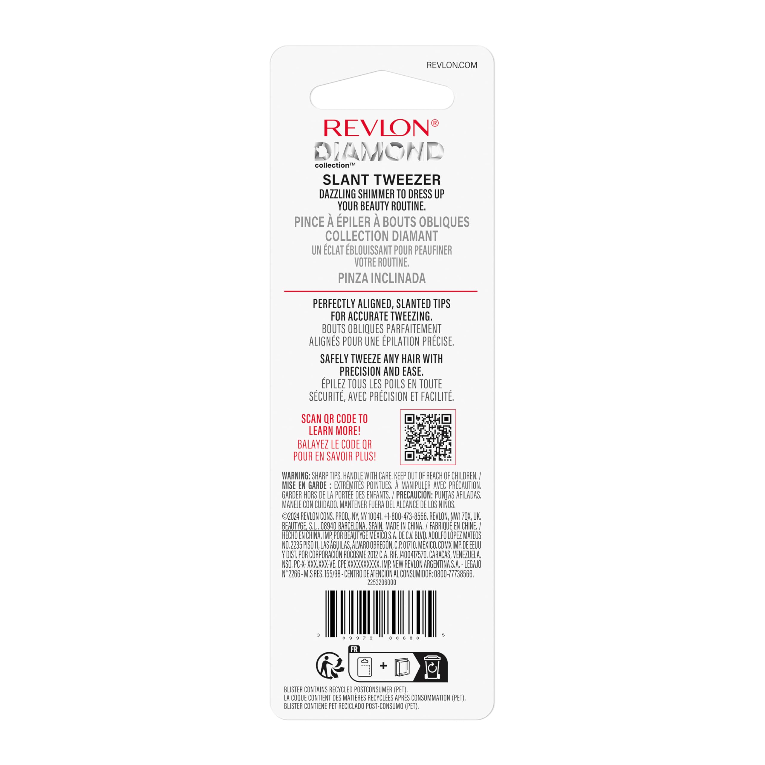 Revlon Diamond Collection tweezers on display highlighting professional quality and design
