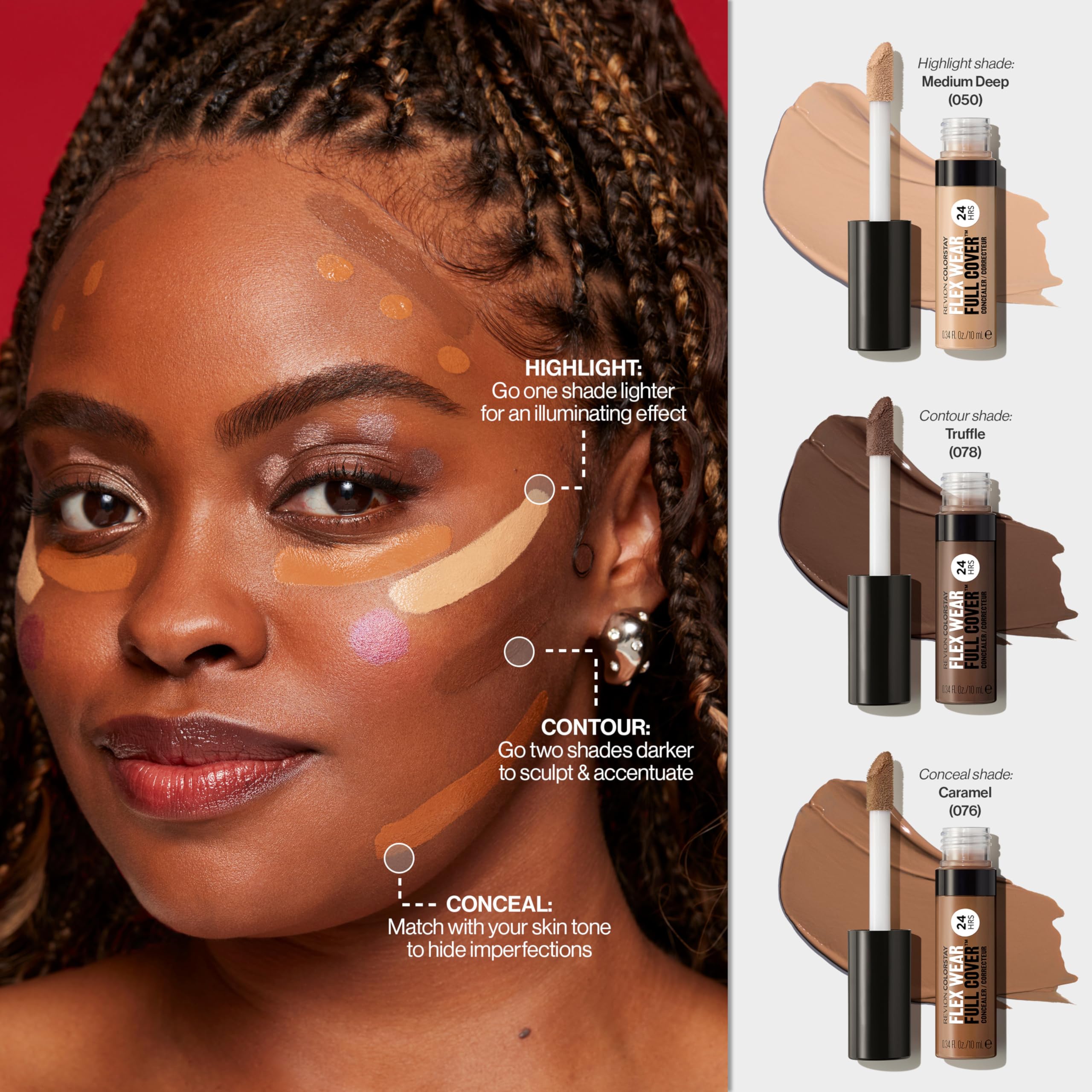 REVLON contour/highlighter tip sculpts with a natural finish.
