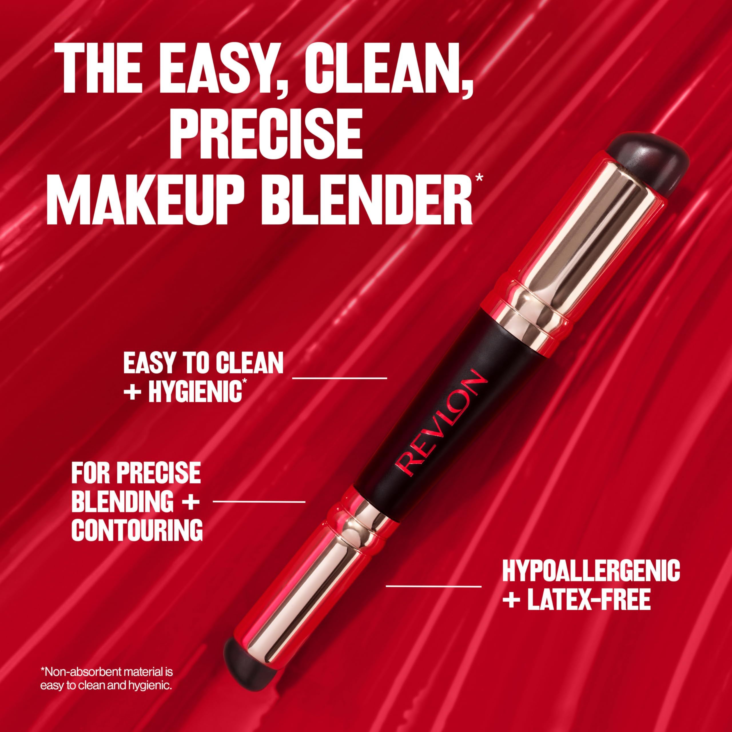 REVLON lip-color blending tip helps clean edges and even pigment.