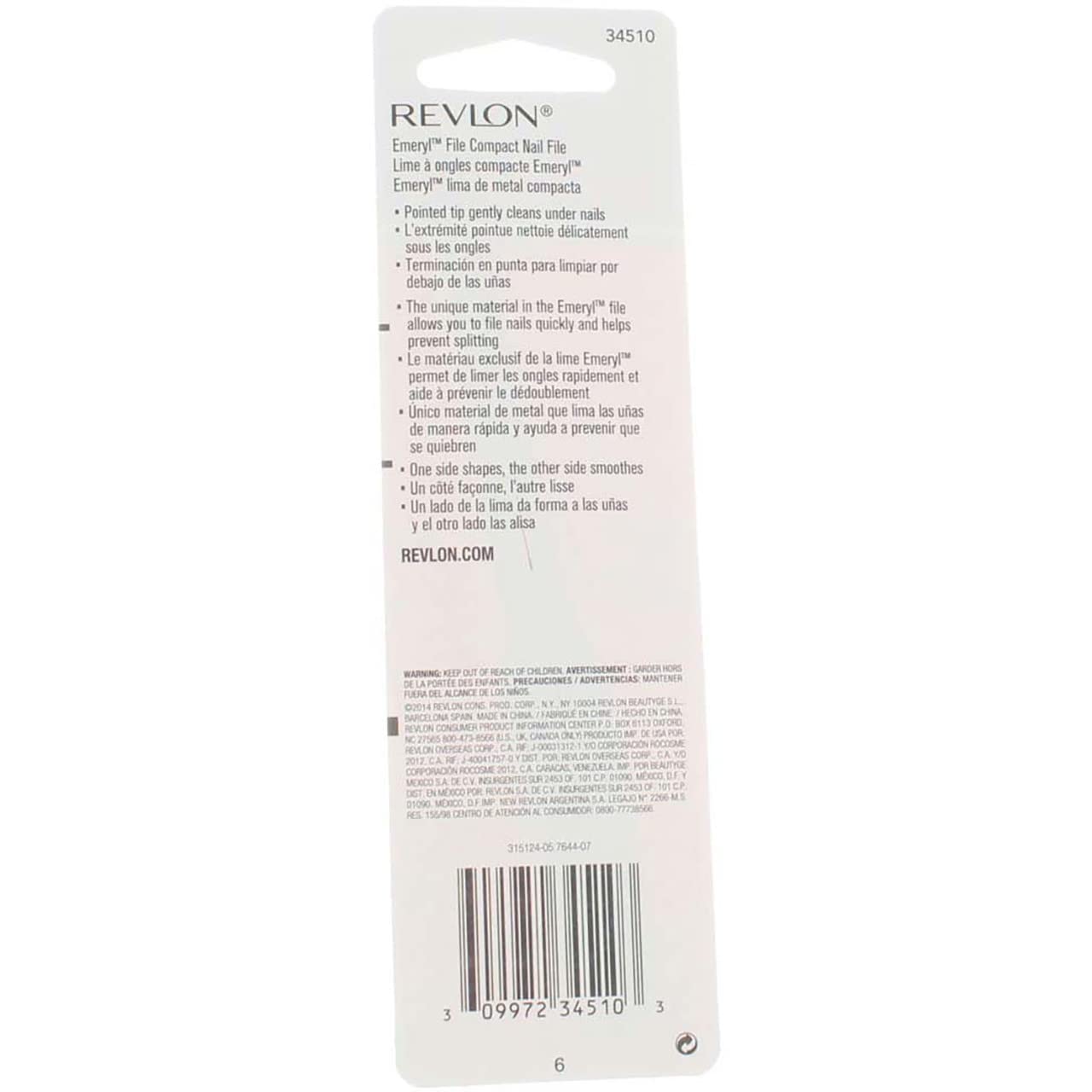 Revlon Emeryl File soft tip cleans under nails for neat prep.