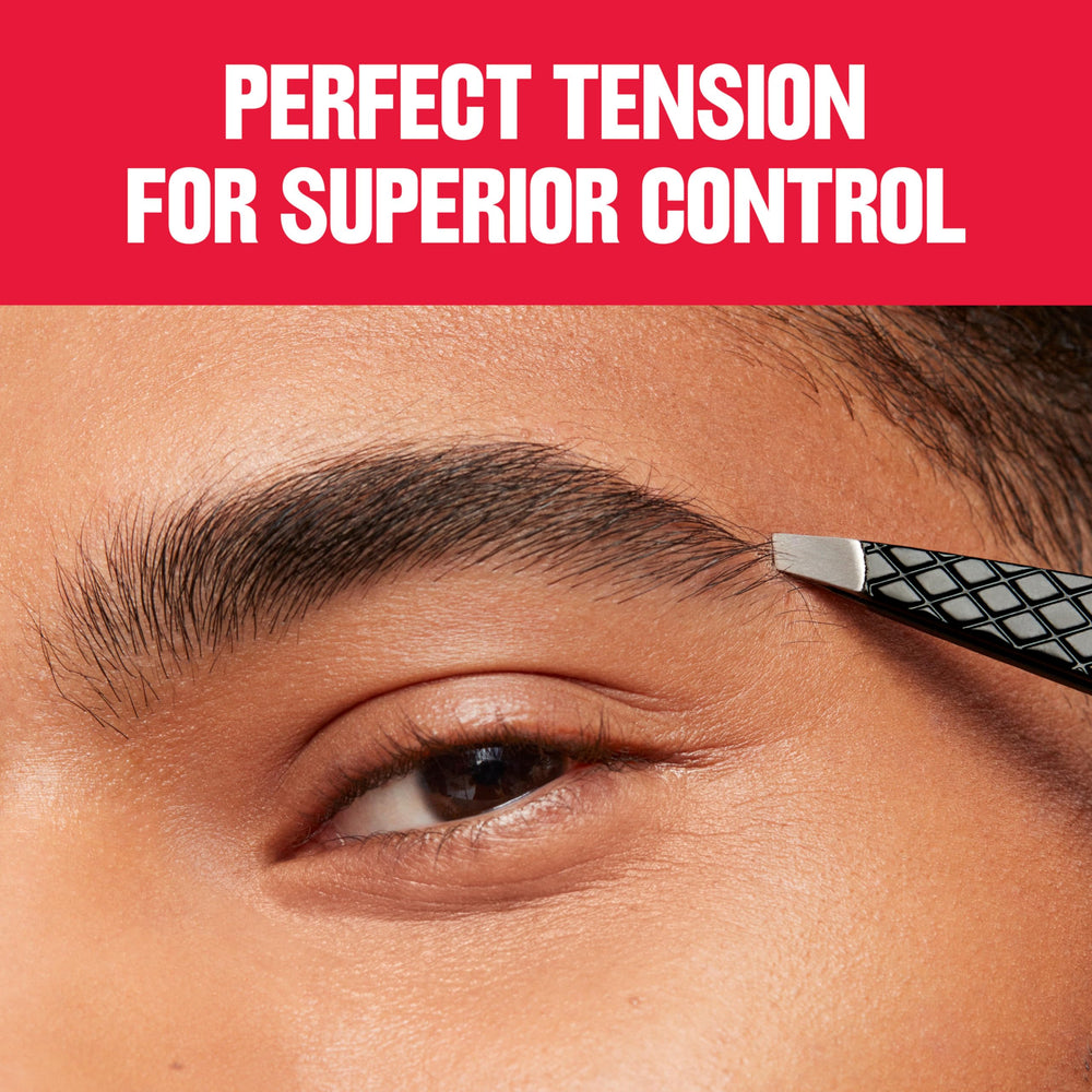 REVLON Expert Slant Tweezer durable stainless steel material for long-lasting use.