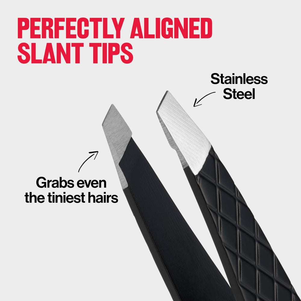 REVLON Expert Slant Tweezer sleek design for precise brow grooming.