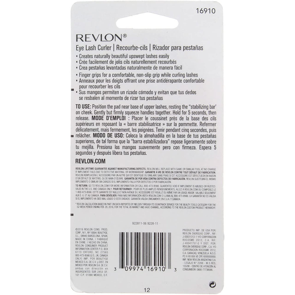 REVLON Extra Curl Eyelash Curler, angled shot, helps create lift and shape.