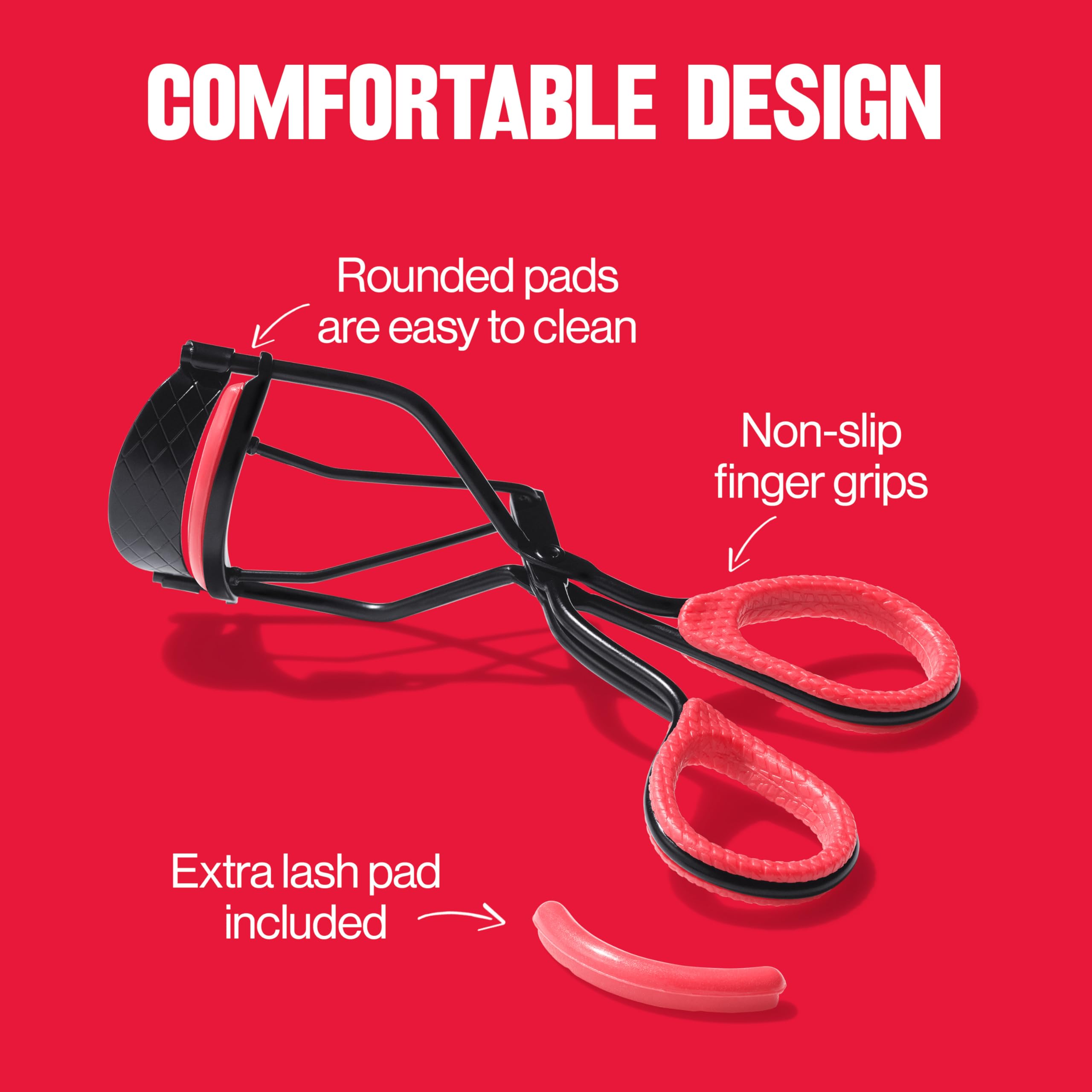 Revlon Extra Curl Lash Curler profile highlights ergonomic shape for easy use.
