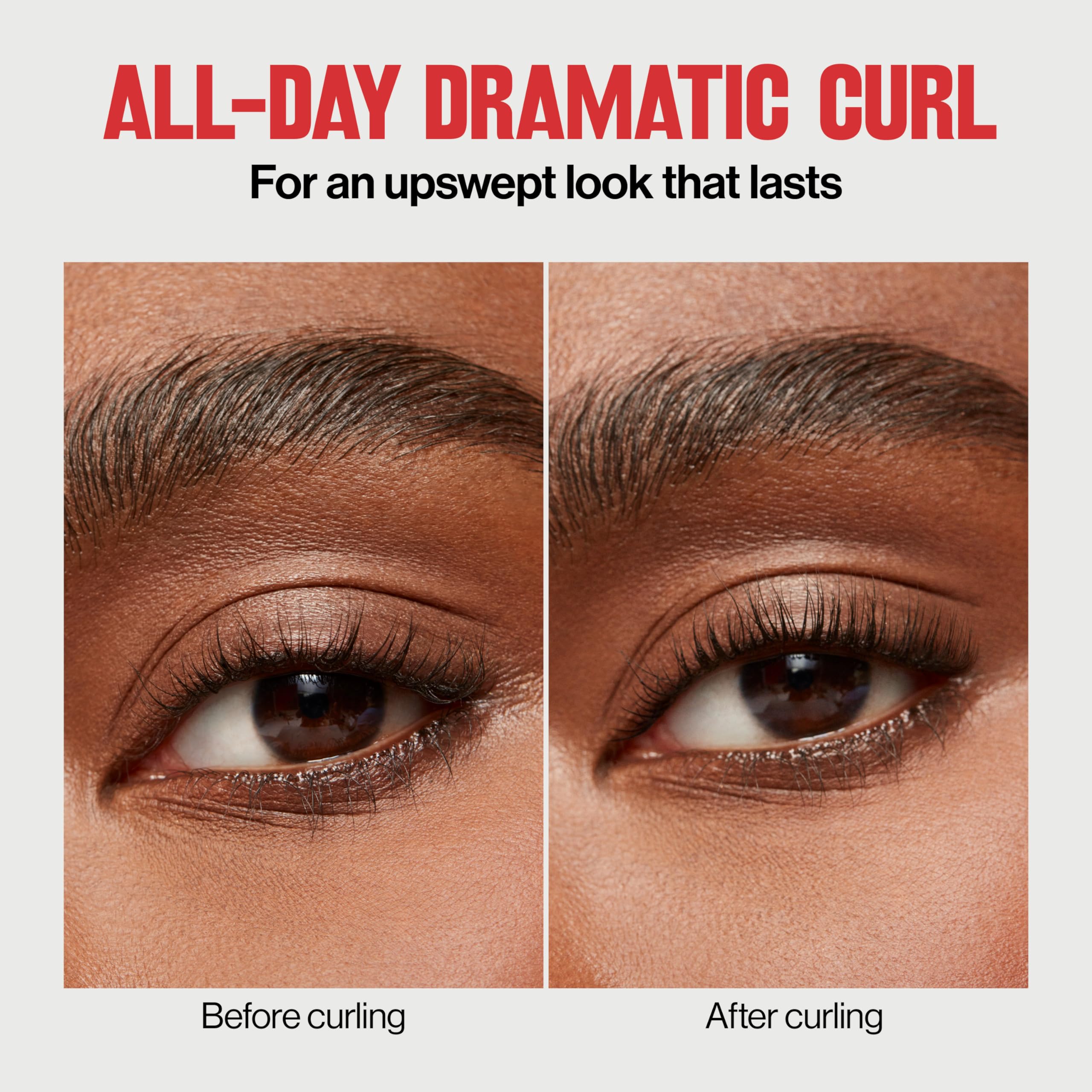 Revlon Extra Curl Lash Curler lashes before after demonstrates dramatic lift.