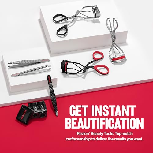 Revlon Extra Curl Lash Curler beside makeup bag for quick on-the-go use.