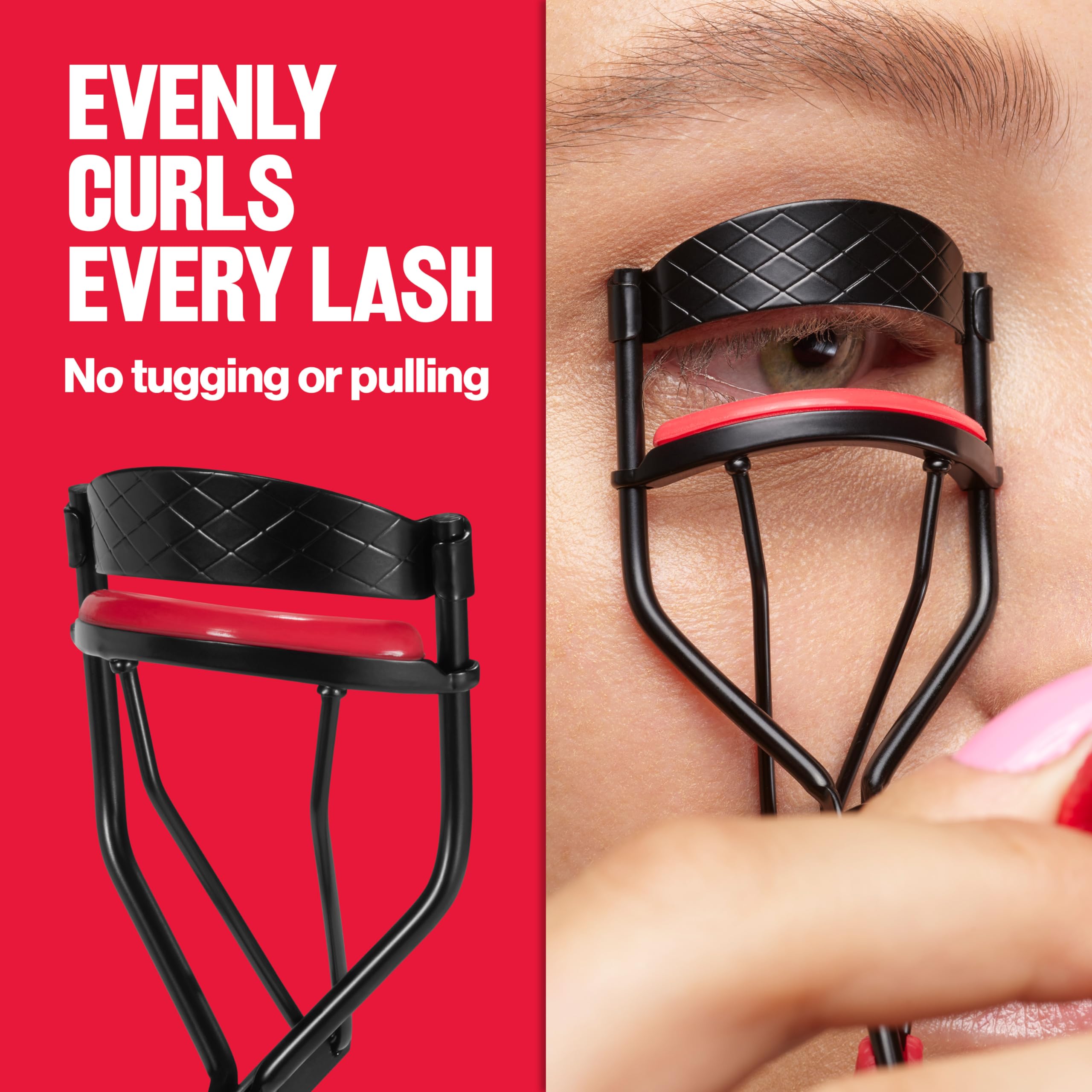 Revlon Extra Curl Lash Curler non-slip grip in action delivers controlled curling.