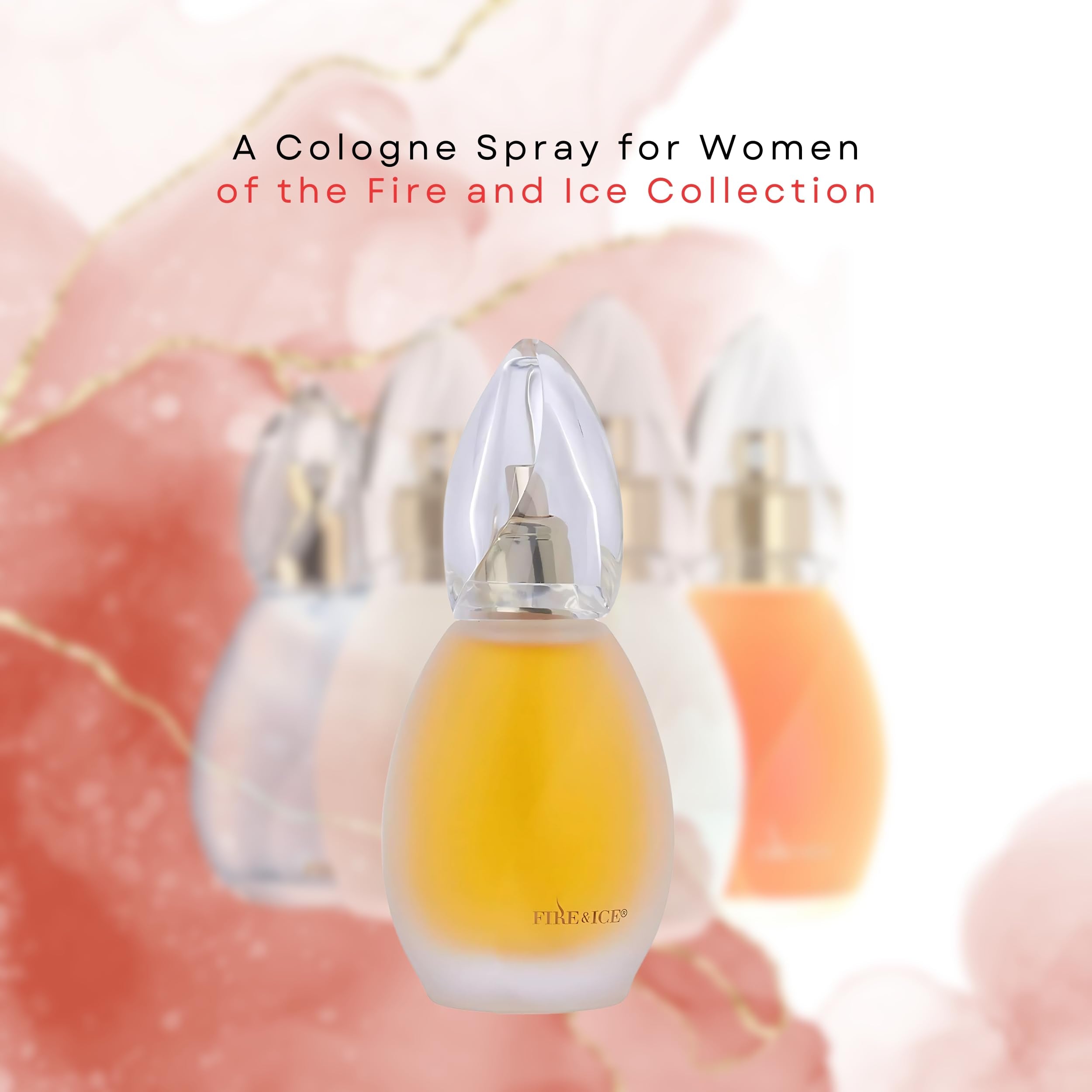 Revlon Fire & Ice perfume bottle close-up highlighting elegant design.