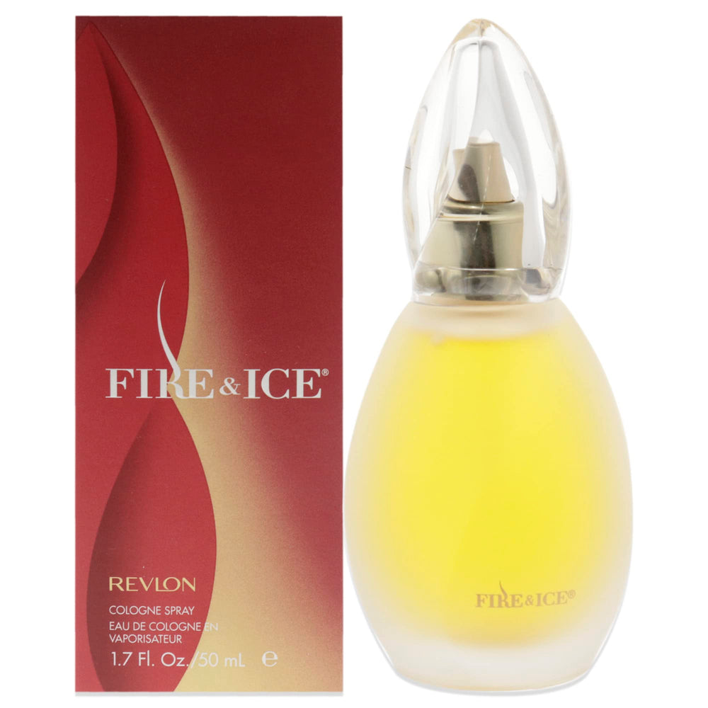 Revlon Fire & Ice perfume glass reflection enhances light and allure.