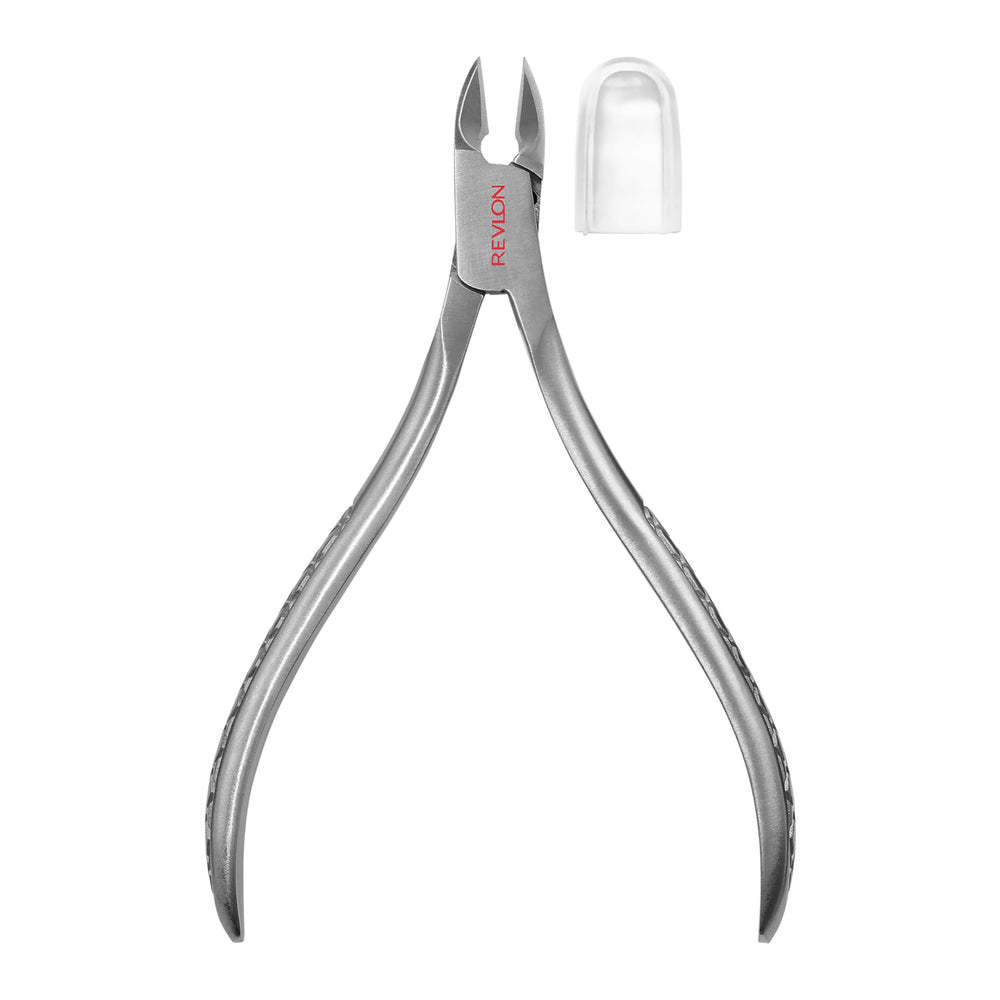 REVLON Full Jaw Cuticle Nipper in hand for controlled, comfortable trimming.