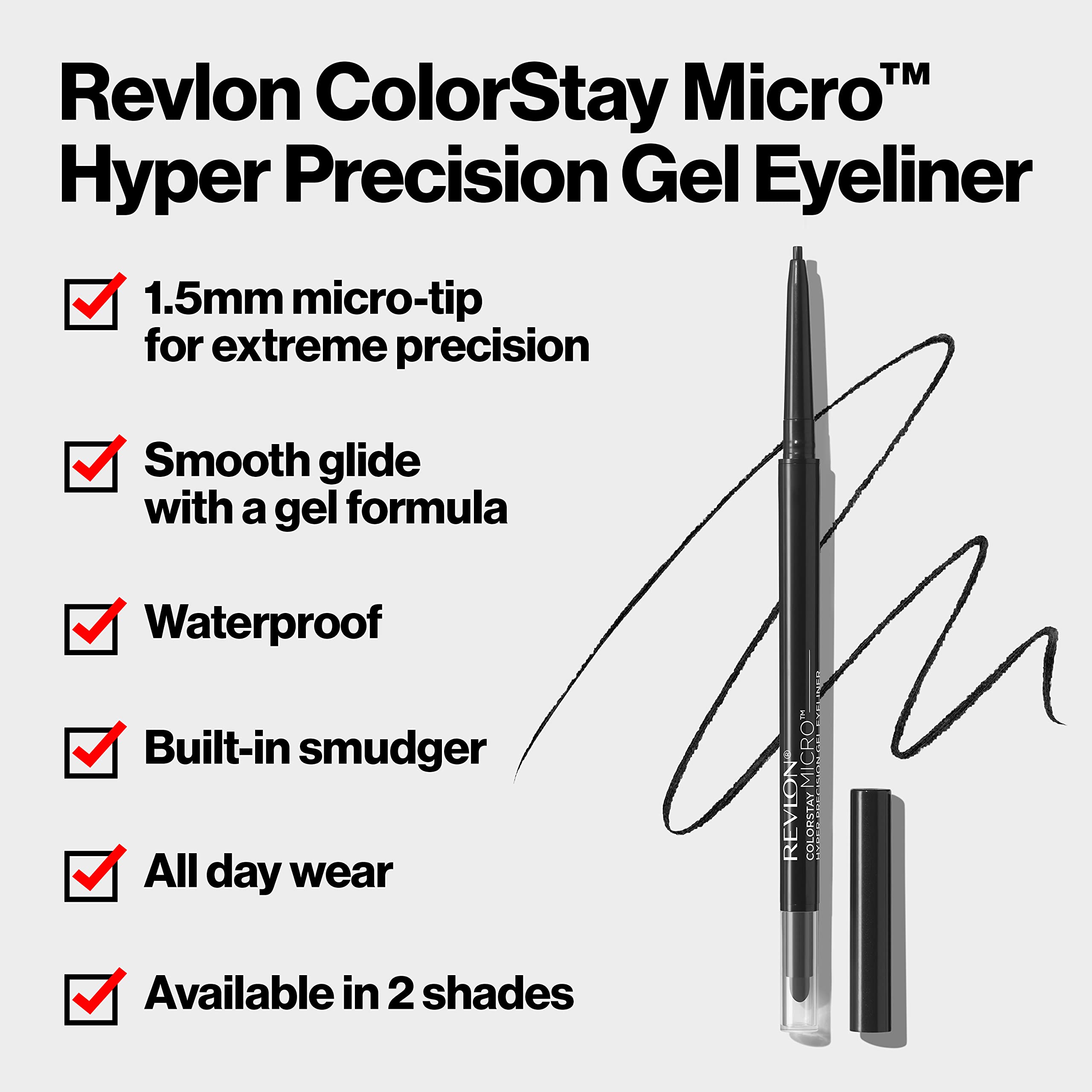 REVLON Gel Eyeliner application stroke shows smooth gel glide for clean lines.
