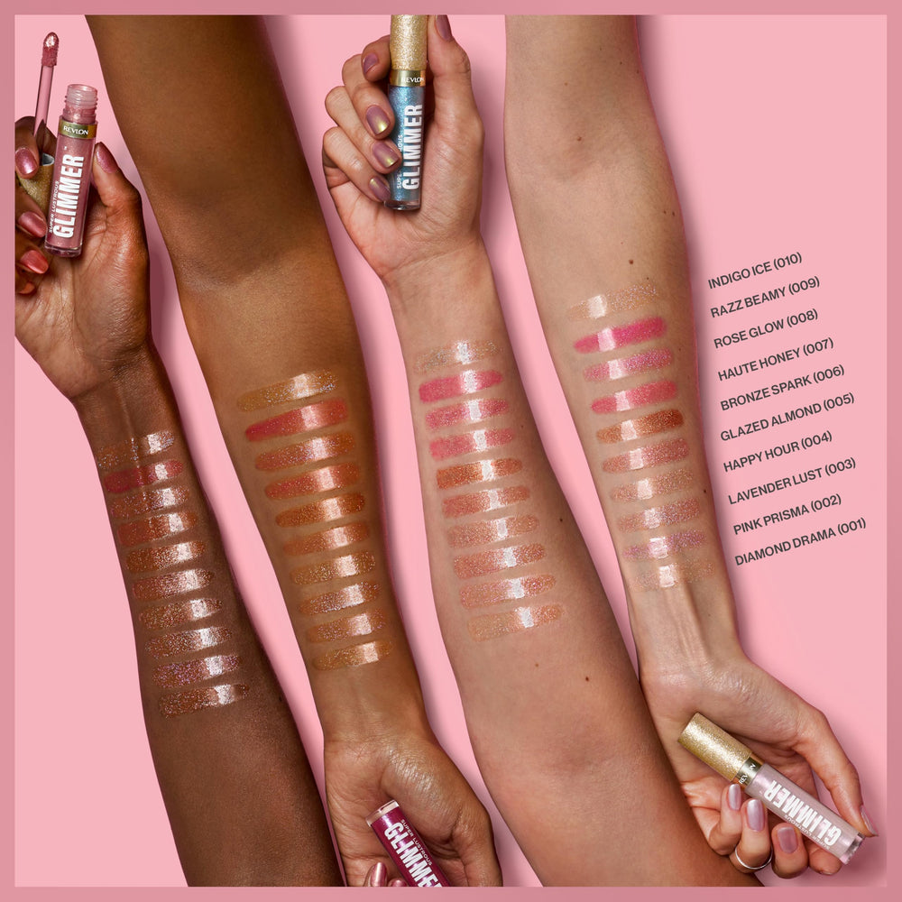 REVLON Glimmer Gloss paleta de tonos para combinar con maquillaje.