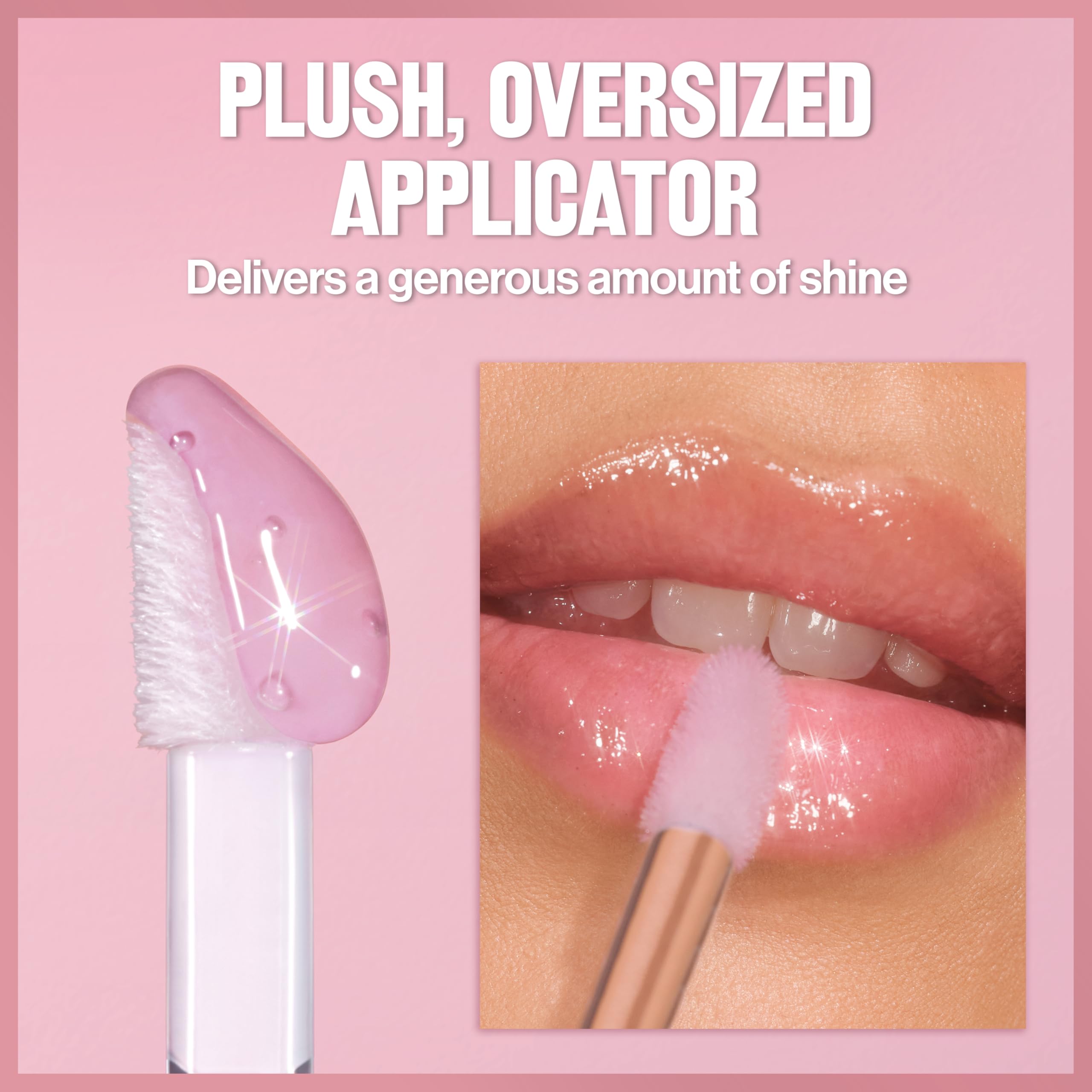 Labios hidratados con REVLON Glimmer Lip Oil, sensación suave.