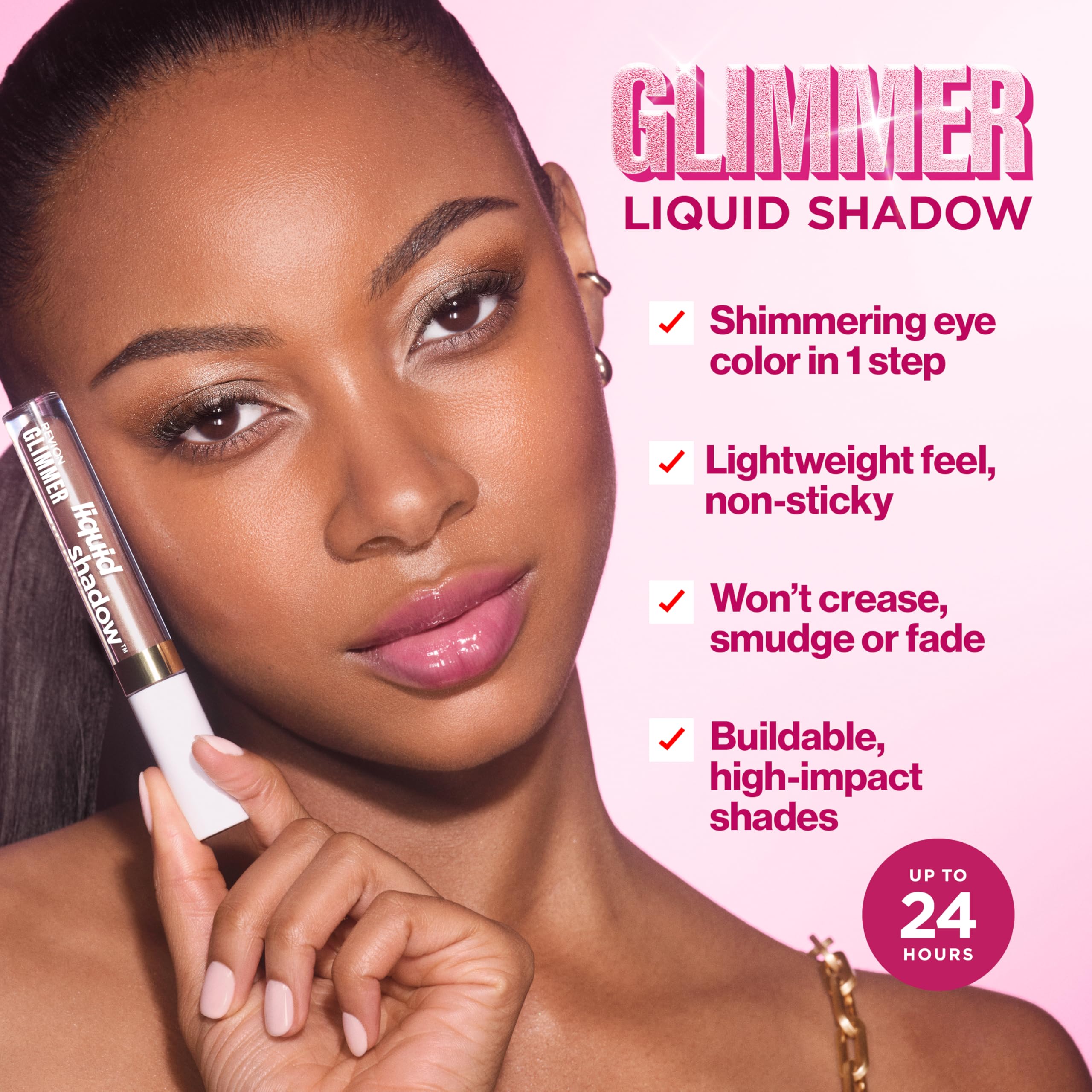 REVLON Glimmer Liquid Shadow 206 UFGlo, aplicador suave para una aplicación precisa.